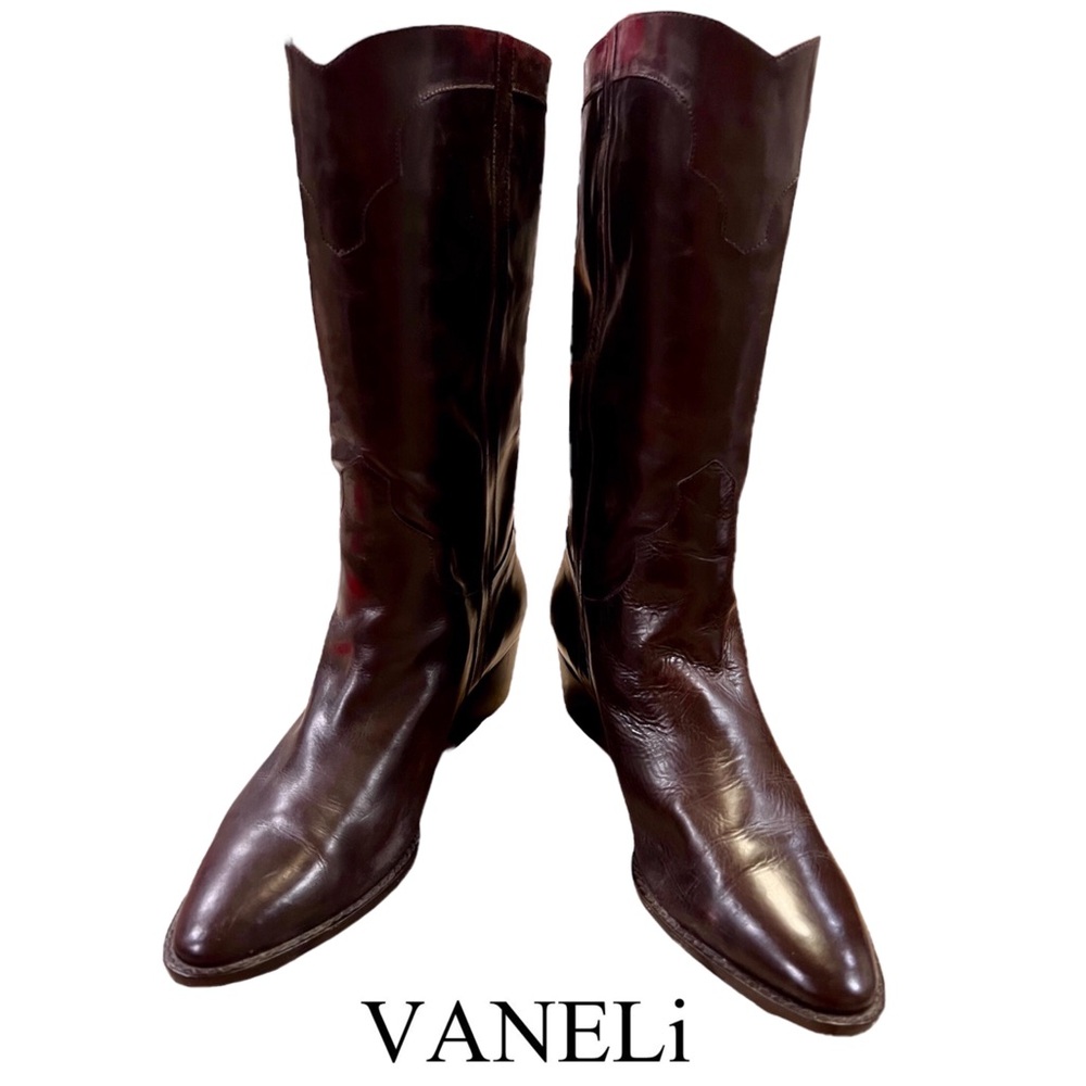Vintage VANELI Leather Boots, Italian Made, Tall Brown Sz 9.5 GORGEOUS Condition